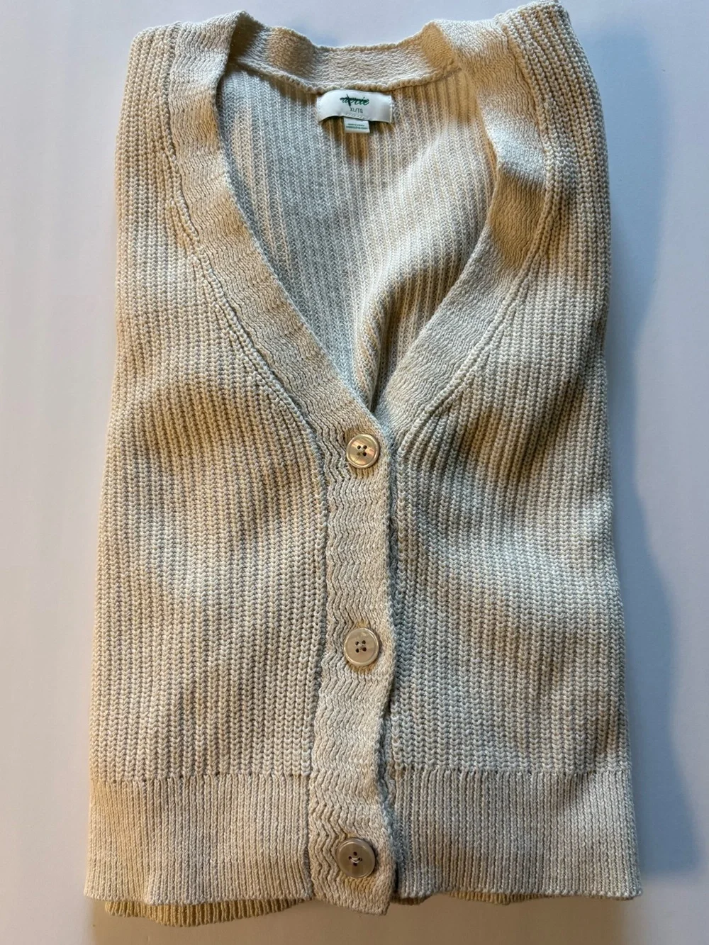 Aerie V-Neck Button Cardigan with Subtle Puff Sleeves - Picture 7 of 7